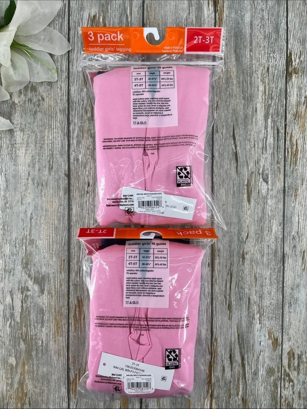 Toddler Girl's Full-Length Knit Leggings Pants 2, 3-Packs Size 2T-3T